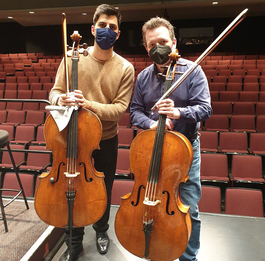 Richard Harwood Kian Soltani rehearsal cellos