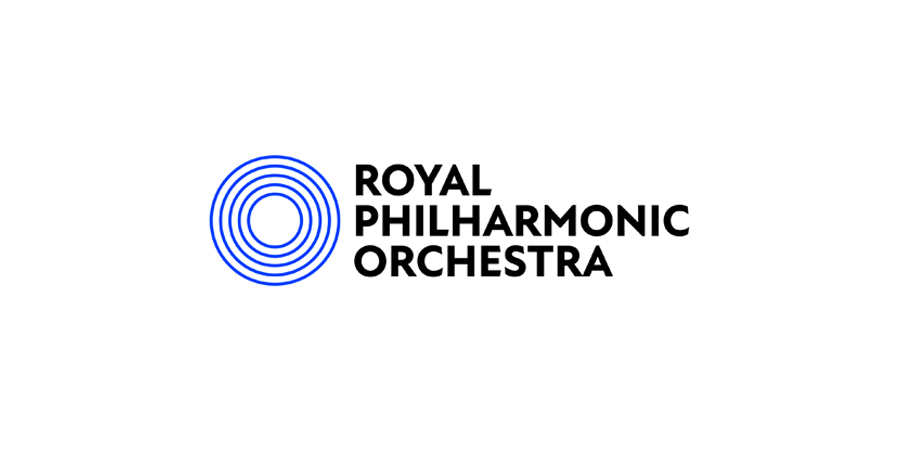 The Royal Philharmonic Orchestra's new logo - which features a blue circle with 5 lines and 'Royal Philharmonic Orchestra in a bold font to the right of circle icon'