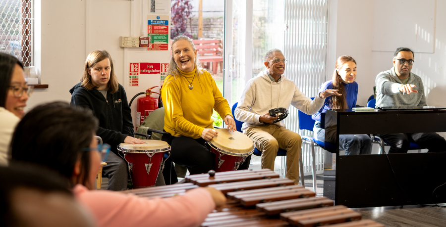 Participants playing a variety of instruments