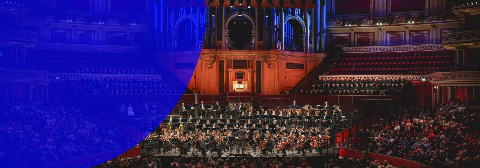 An image of the RPO on stage at the Royal Albert Hall