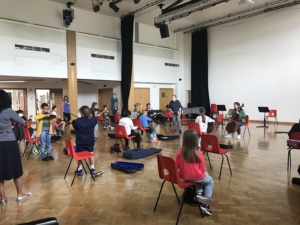 An image of RPO musicians at a Brent Ensemble Explosion session