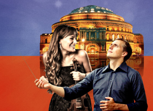 An image of Nicola Benedetti and Vasily Petrenko at the Royal Albert Hall