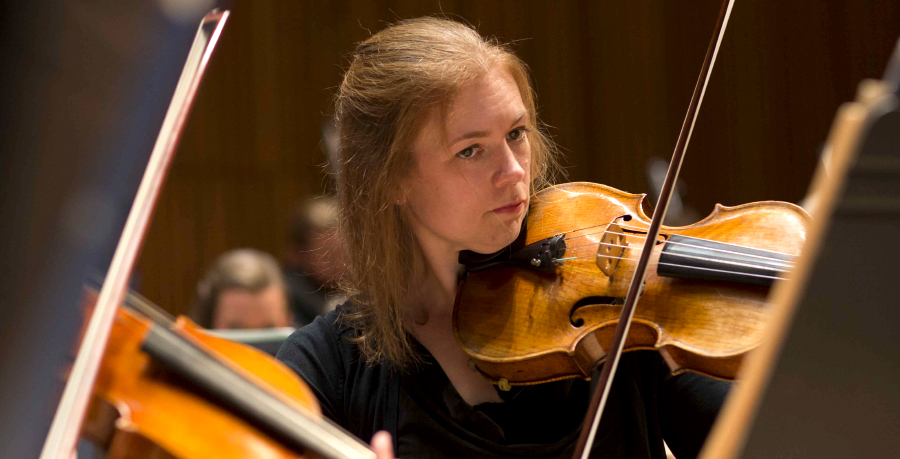 RPO player Esther Harling playing the viola in concert.