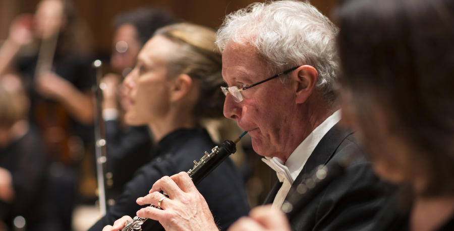 RPO Player Timothy Watts playing the oboe in concert.