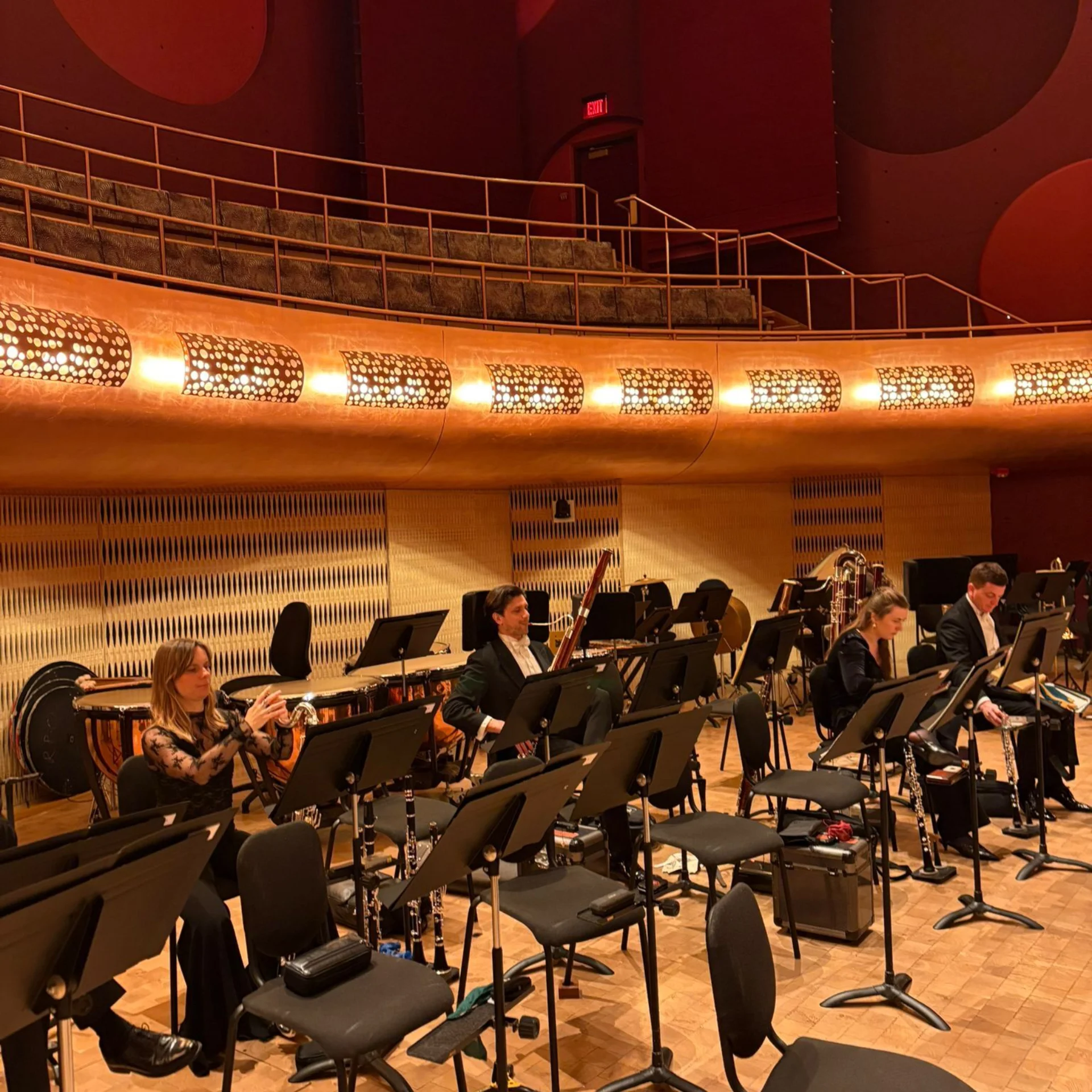 Members of the RPO woodwind section warming up before a concert at the Wisconsin Hamel Music Center