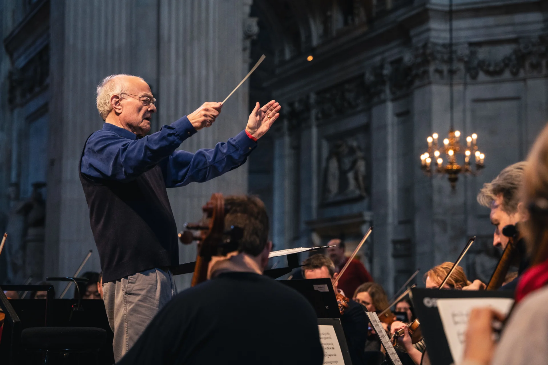 Sir John Rutter conducting the Orchestra