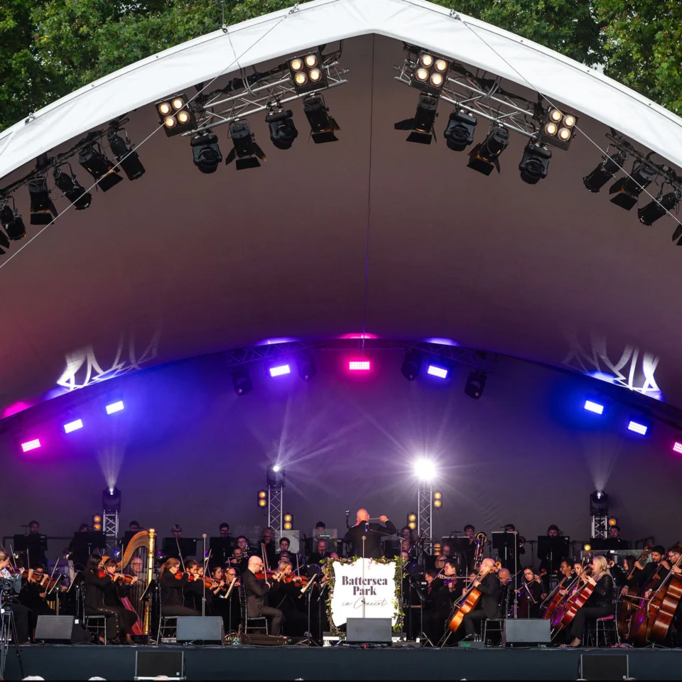 The RPCO performing on stage at Battersea Park