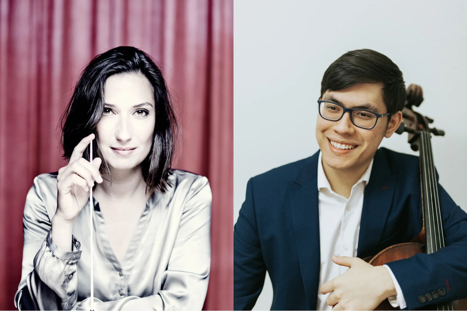 Conductor Ariane Matiakh and Cellist Zlatomir Fung.
