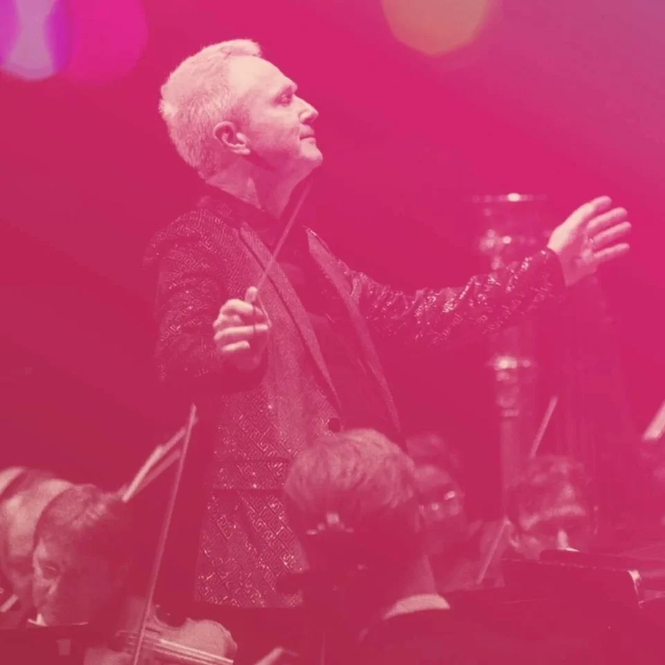 The orchestra onstage at the Brighton Dome.