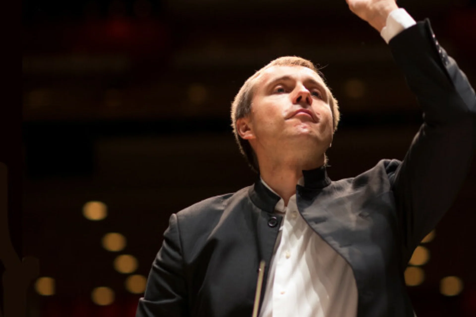 Close up of the RPO's Music Director Vasily Petrenko giving a musical cue.