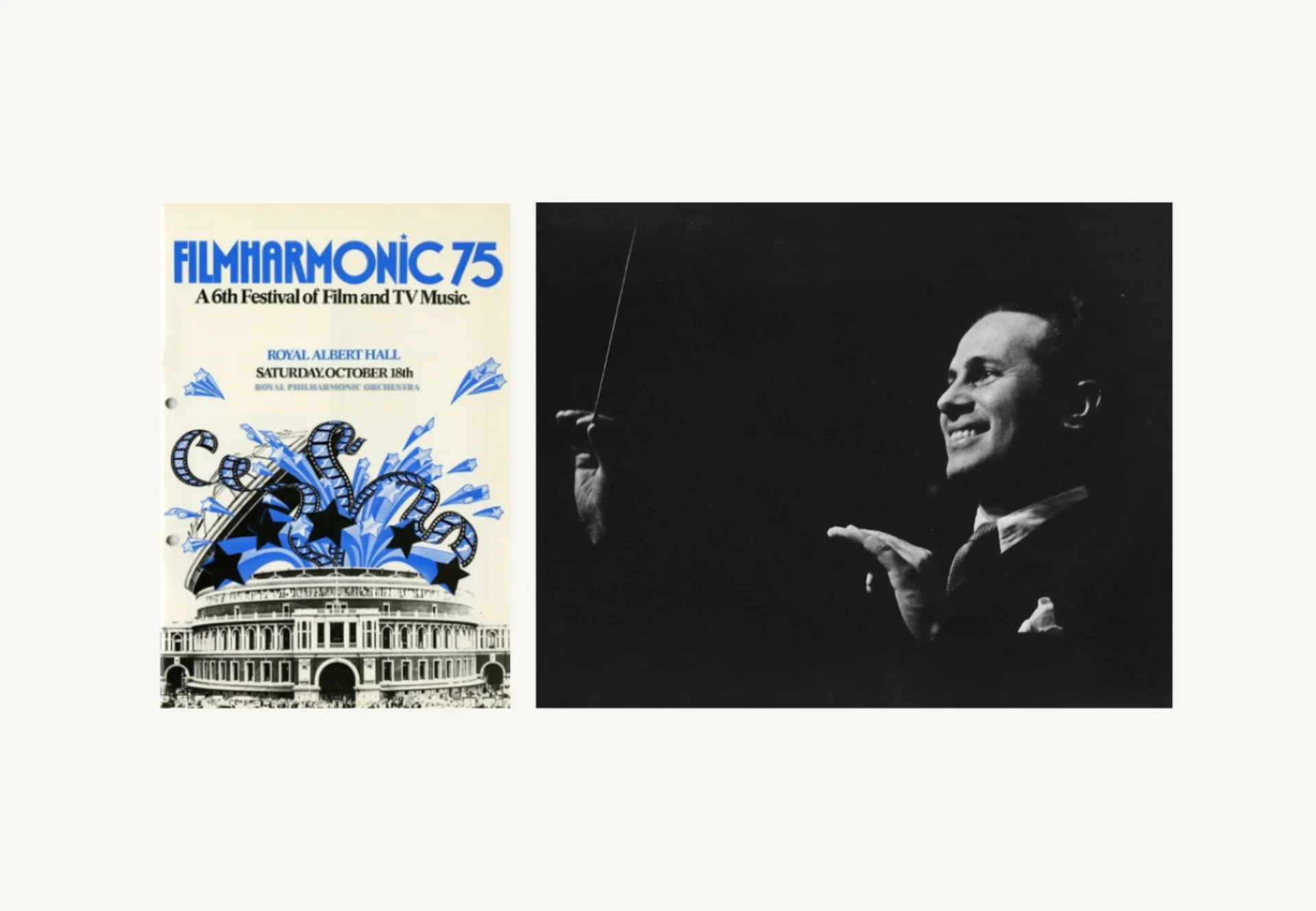 Left to right: a poster for an RPO 'Filmharmonic' concert at the Royal Albert Hall; Antal Doráti