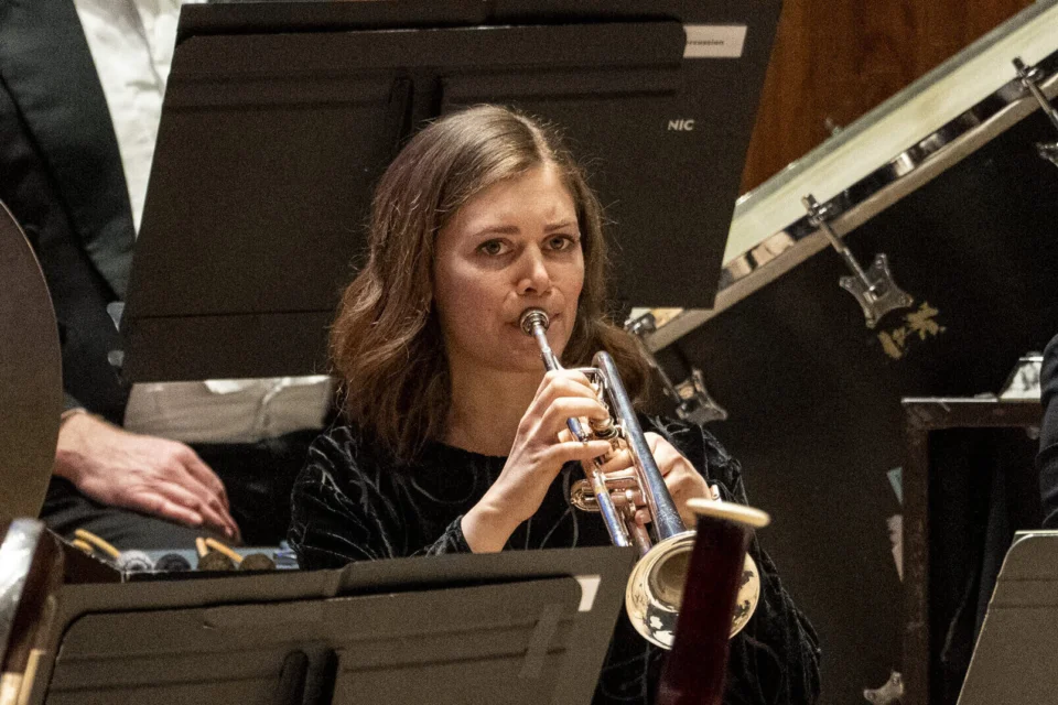 Kaitlin Wild playing the trumpet