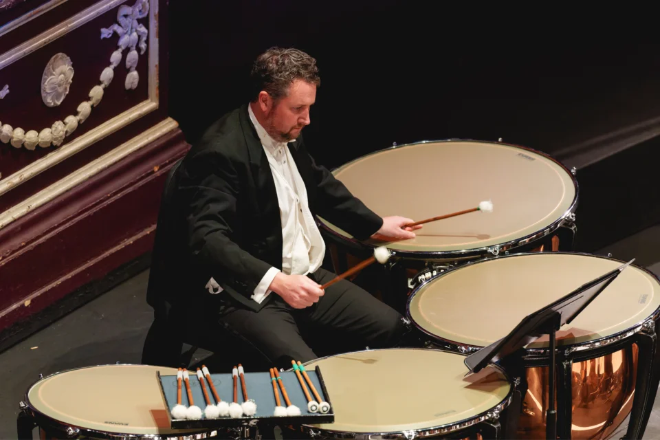 James Bower playing the timpani in concert