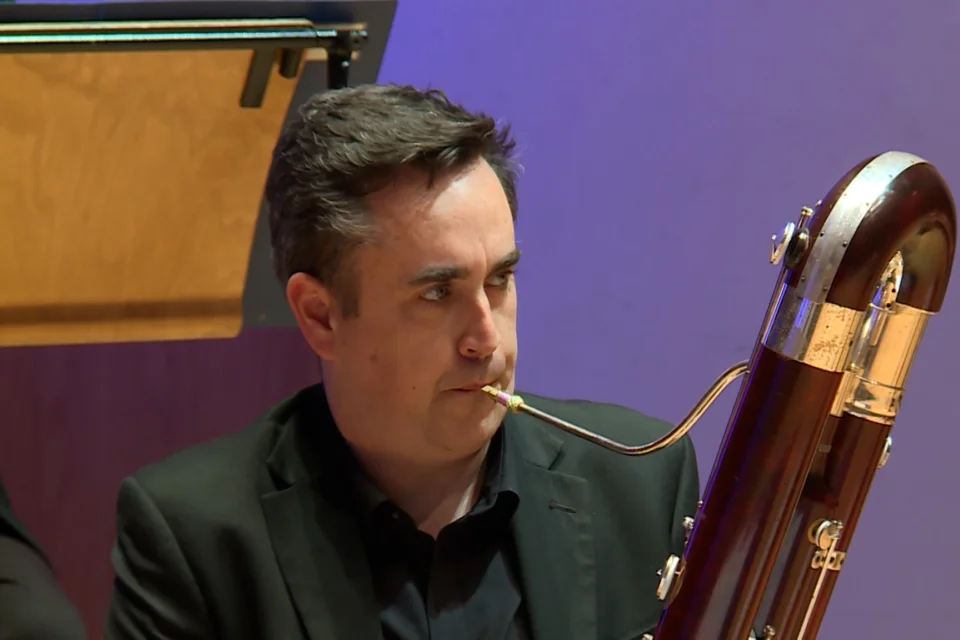 Fraser Gordon playing contrabassoon