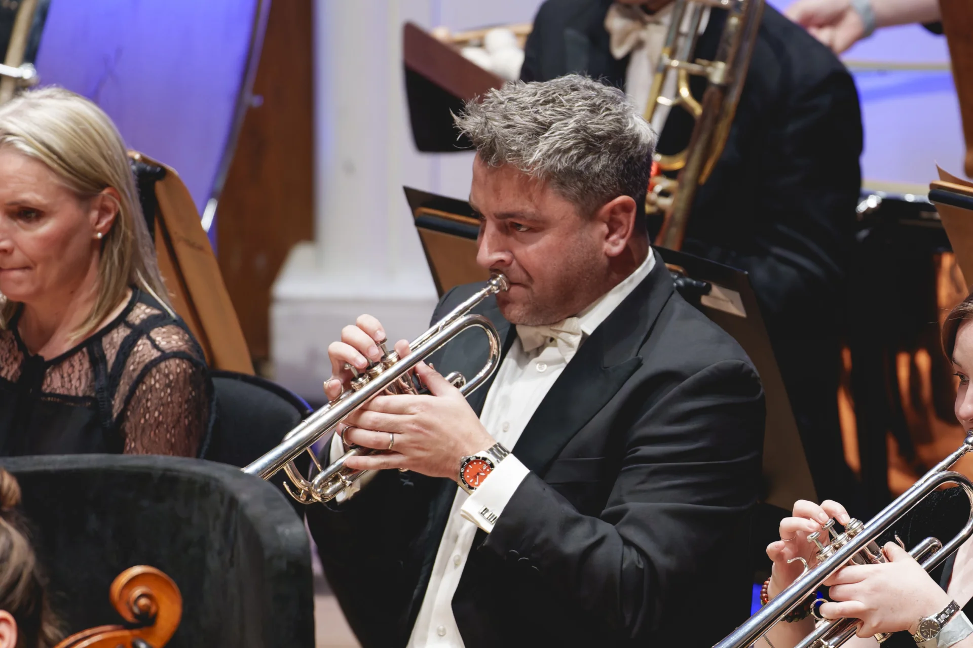 Matthew Williams playing trumpet