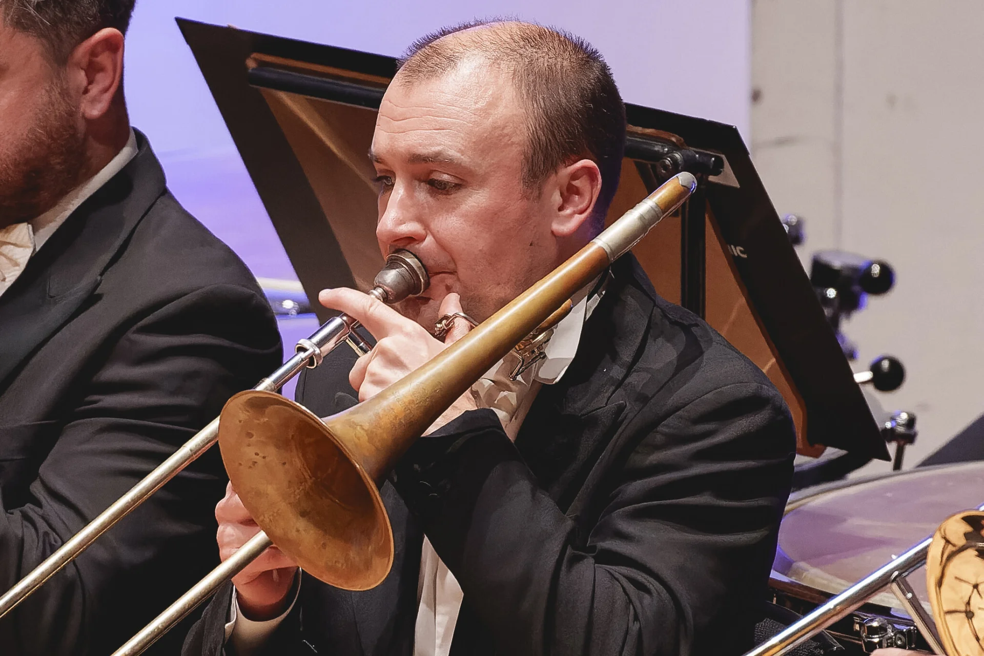 Matthew Gee playing trombone