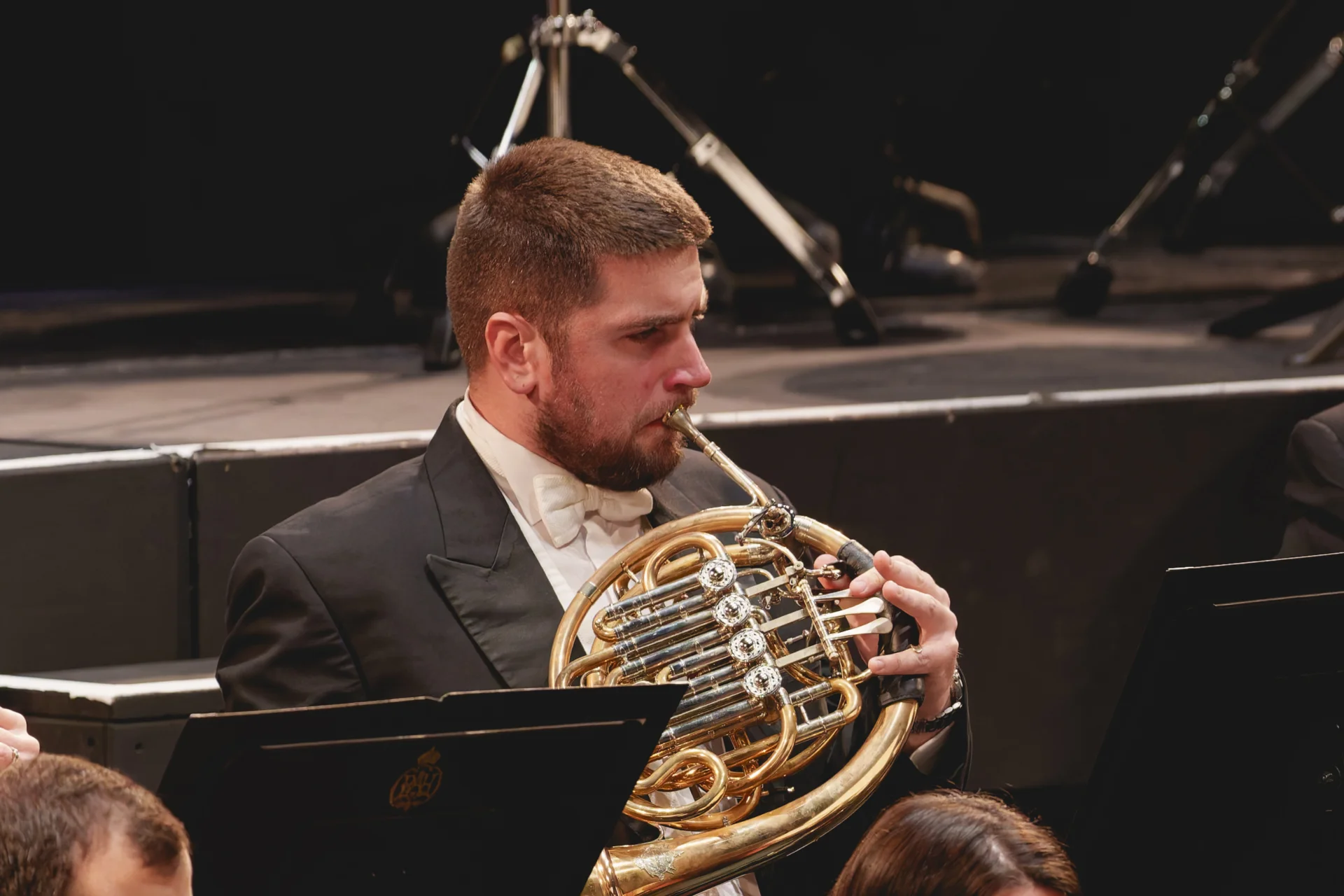Ben Hulme playing the horn