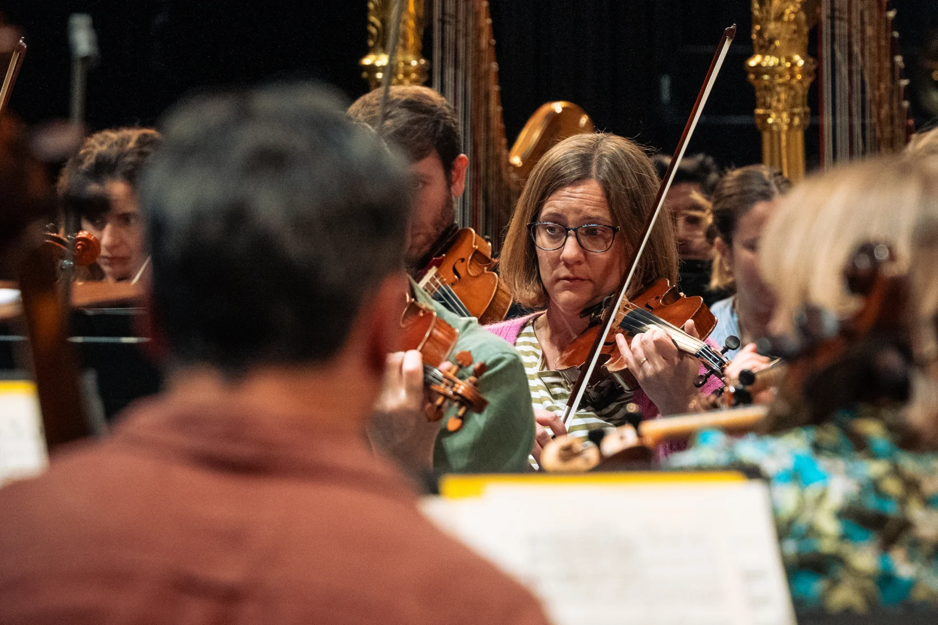 Violinist Jennifer Andras in rehearsal at the Royal Albert Hall