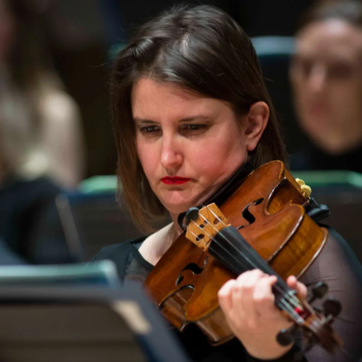 Abigail Fenna holding viola looking downwards