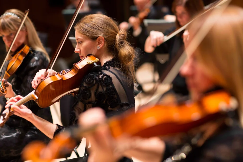 RPO violinist in black