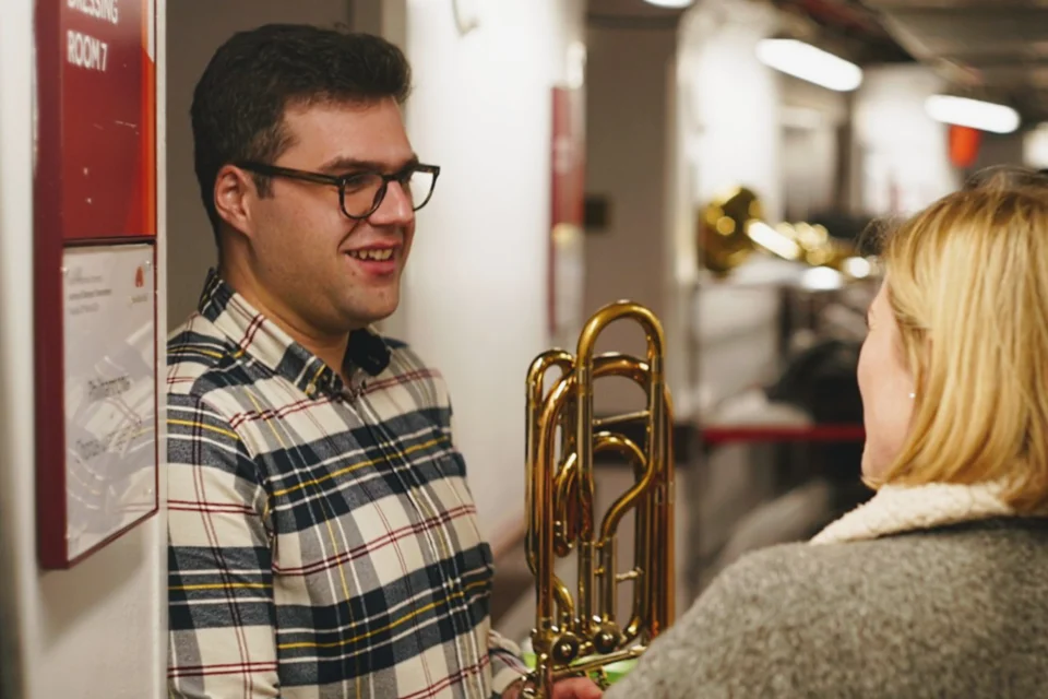 An RPO trombonist backstage at the Royal Albert Hall