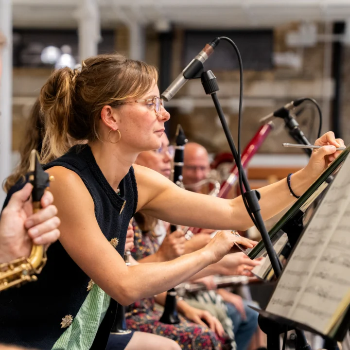 RPO musician marking up musical sheet
