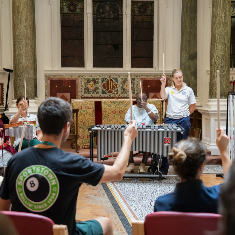 RPO musicians conducting a STROKESTRA workshop at UCLH