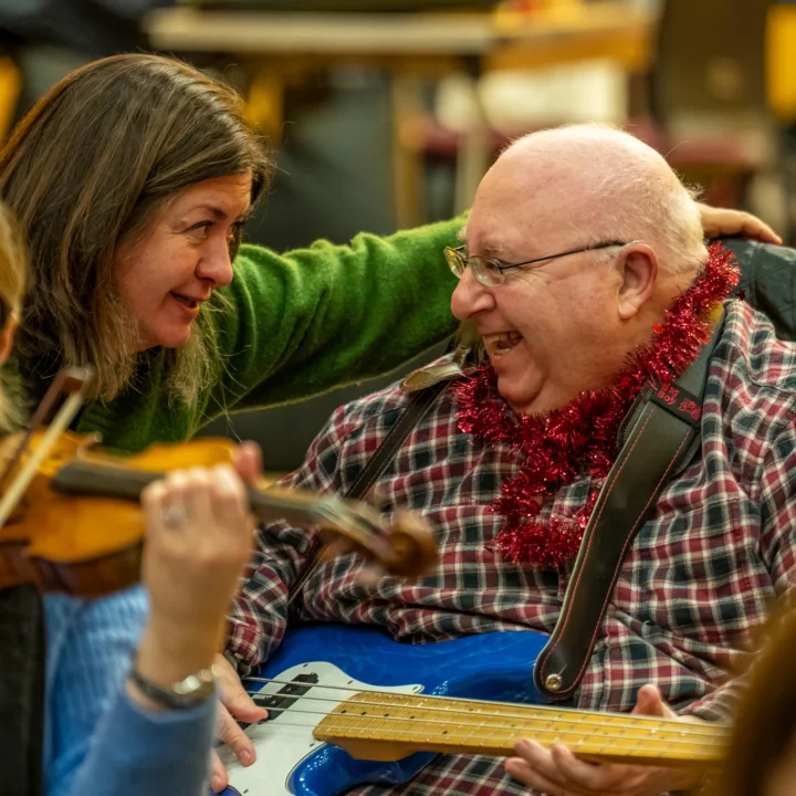 STROKESTRA participant and RPO musician during workshop.