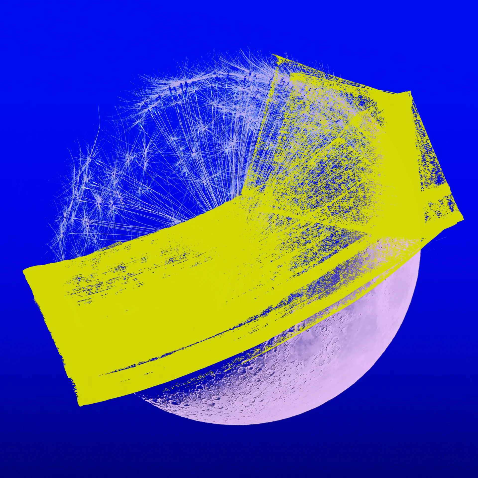 Cover art for The Royal Philharmonic Orchestra and Vasily Petrenko's recording of Mahler Symphony No.3, featuring a blue moon with a yellow brushstroke across it.