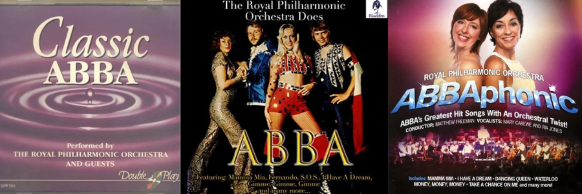 Various CD covers of Royal Philharmonic Orchestra recordings of the music of ABBA