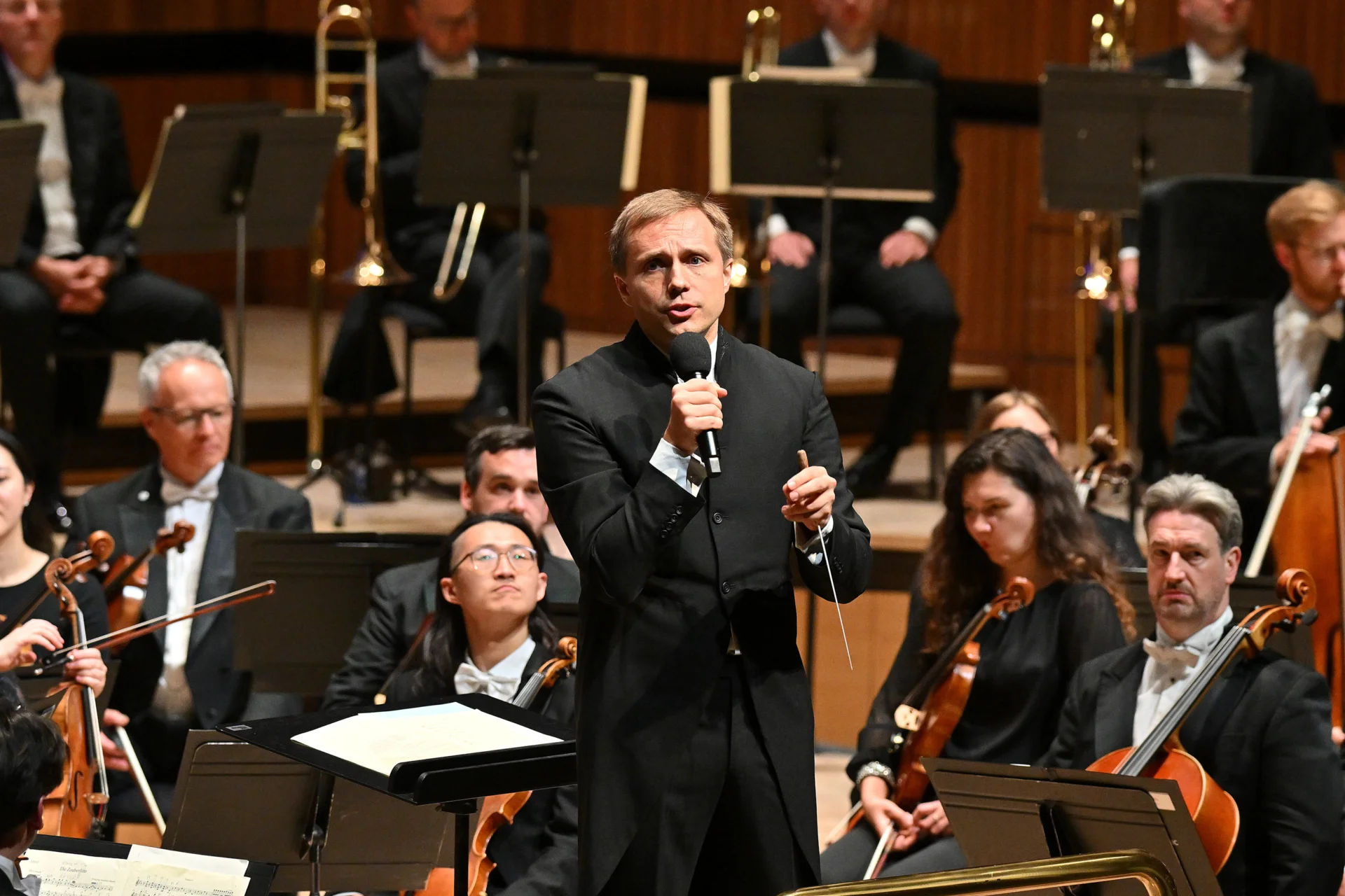 Vasily Petrenko talking into a microphone