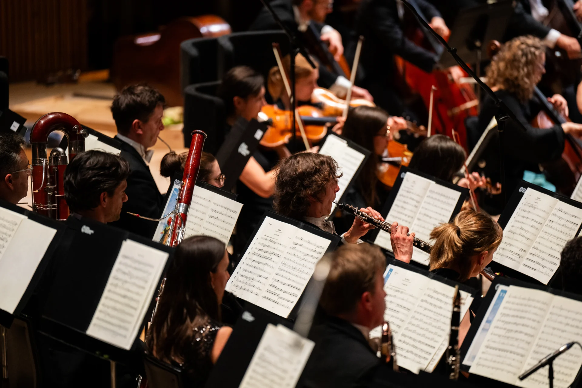 The RPO woodwind, with Principal Oboe John Roberts in the centre