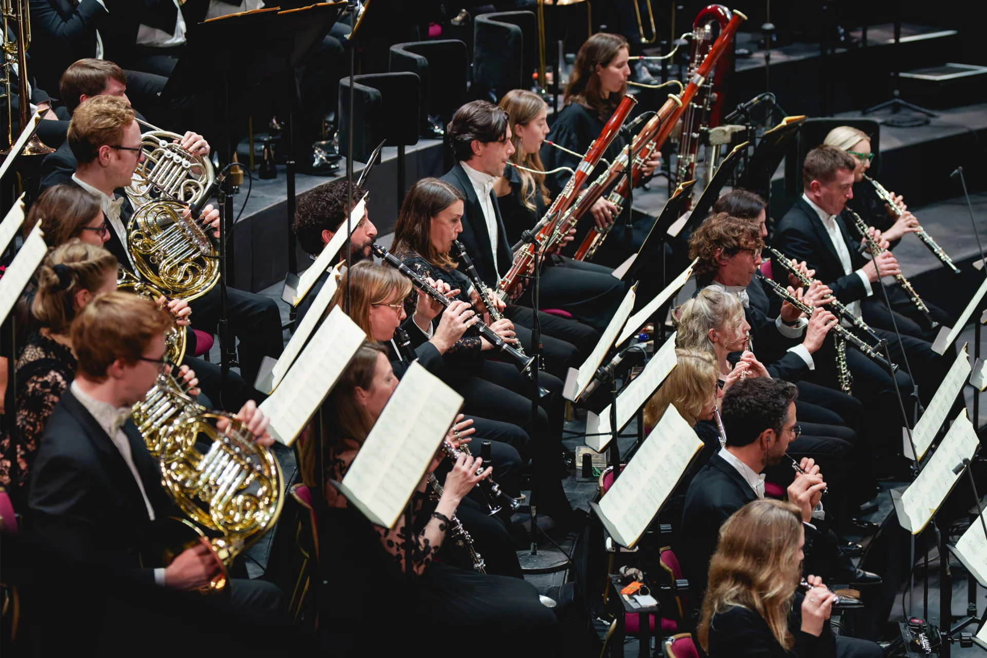 The RPO wind section performing in the Royal Albert Hall