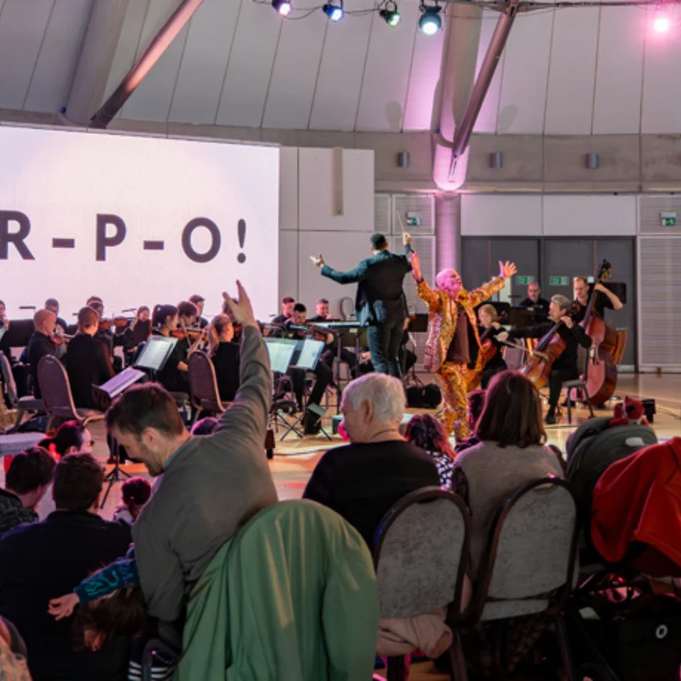 Audience in front of stage of a Relaxed Orchestra Performance