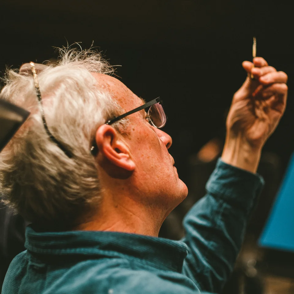 Tim Watts in rehearsal inspecting a reed