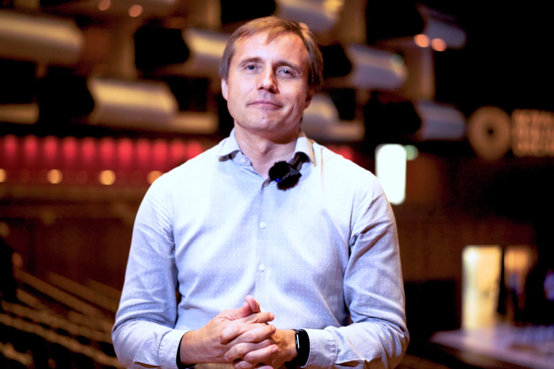 Vasily Petrenko standing in Royal Festival Hall Auditorium