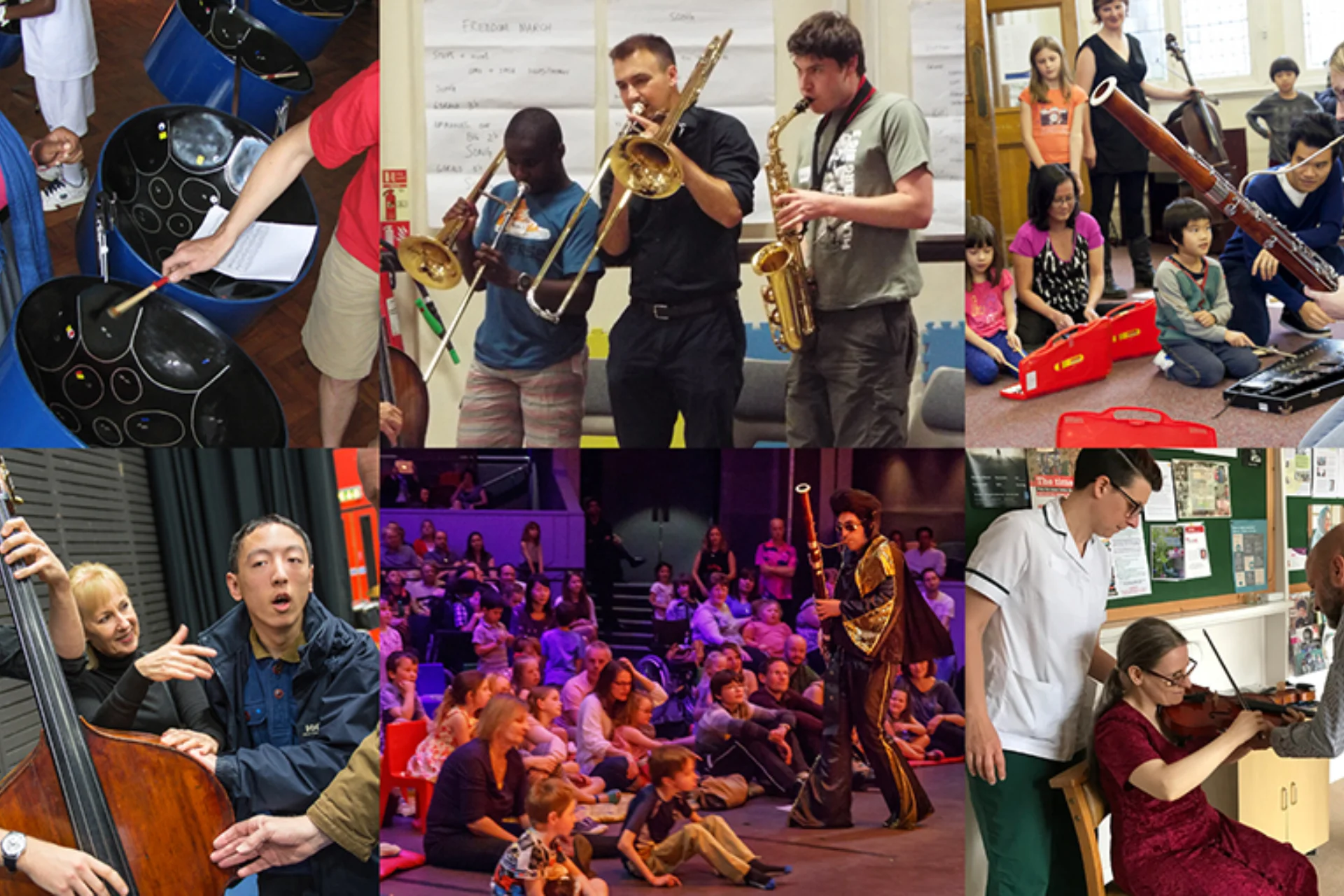 A montage of participants interacting with RPO musicians for RPO Resound over the past 30 years