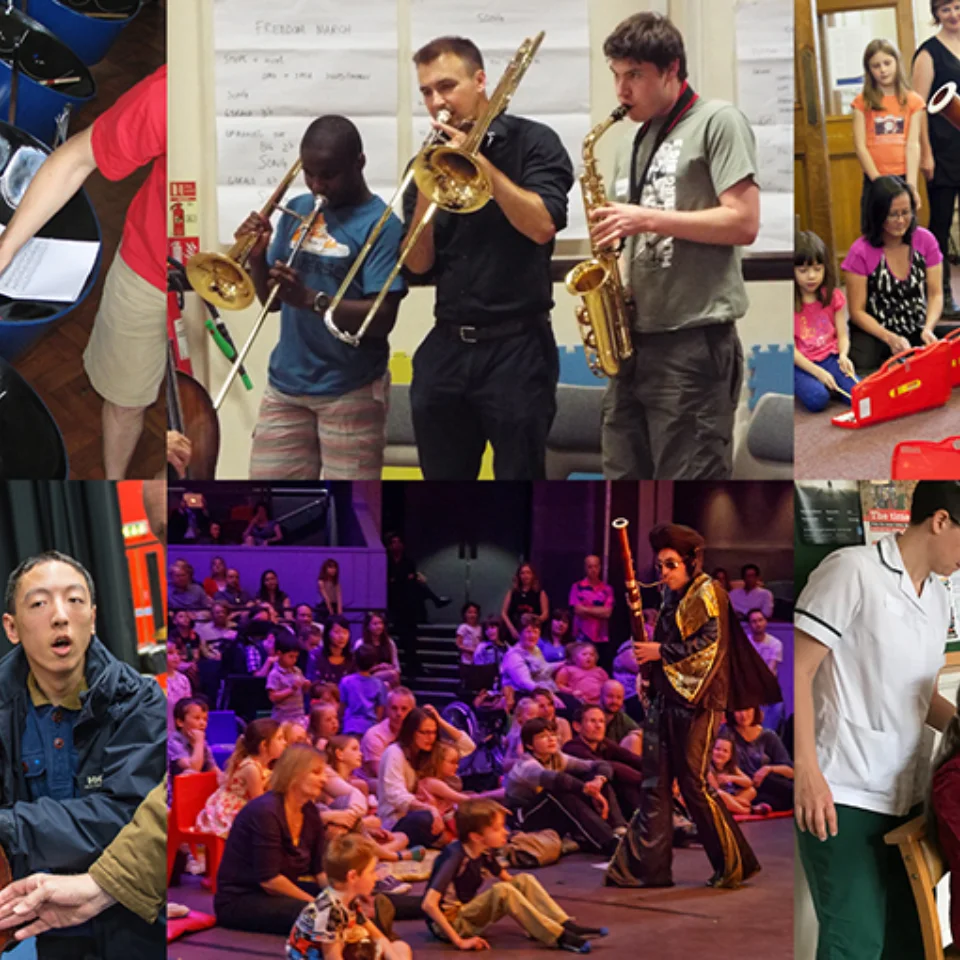 A montage of participants interacting with RPO musicians for RPO Resound over the past 30 years