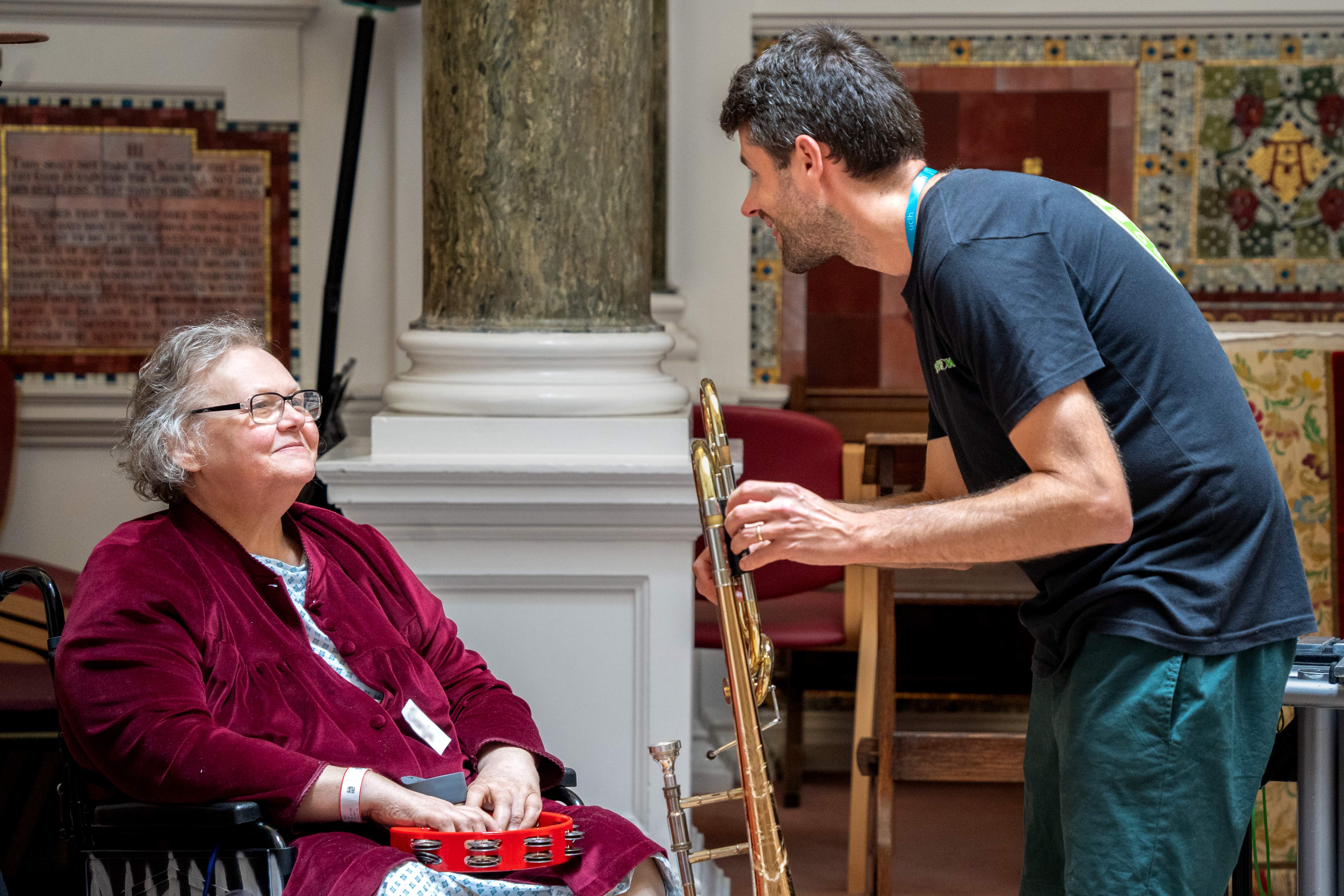 Participant in conversation with an RPO musician