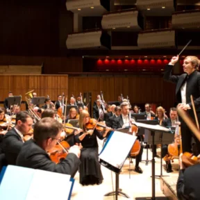 Vasily Petrenko  conducting the Royal Philharmonic Orchestra at the Southbank Centre's Royal Festival Hall.